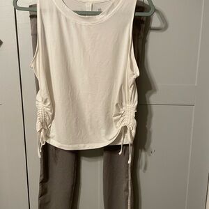 All in Motion White Top and Gray Leggings Set
